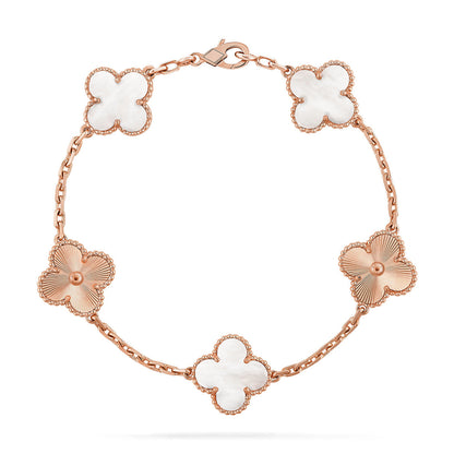 [⭐Glow]CLOVER WHITE PEARL MOP 5 MOTIF BRACELET COLLECTION
