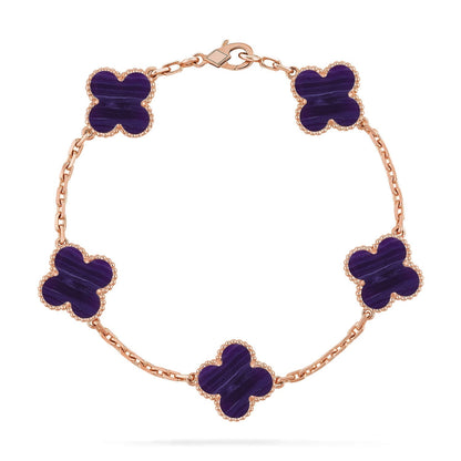 [⭐Glow]CLOVER 5 MOTIF PURPLE STRIPES BRACELET COLLECTION