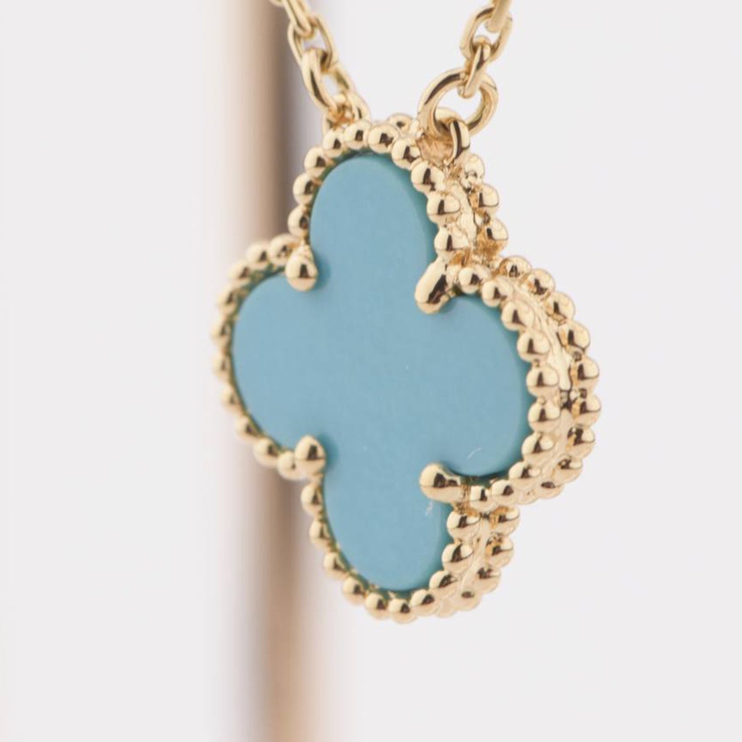 [⭐Glow]CLOVER 15MM VINTAGE TURQUOISE NECKLACE
