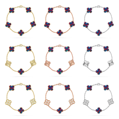 [⭐Glow]CLOVER 5 MOTIF COLOR GEMSTONES BRACELET COLLECTION