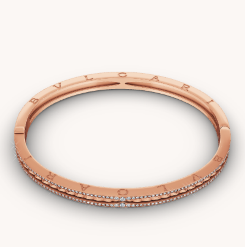 [⭐Glow]ZERO 1 SPIRAL AND PAVED DIAMOND PINK GOLD BRACELET