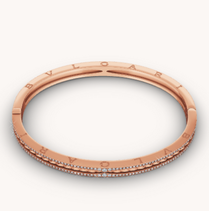 [⭐Glow]ZERO 1 SPIRAL AND PAVED DIAMOND PINK GOLD BRACELET