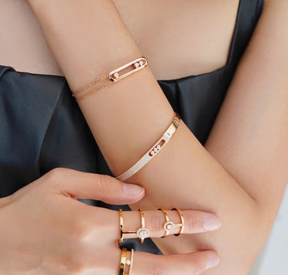 [⭐Glow]Move Noa Rose Gold Pavé Diamond Bangle Bracelet