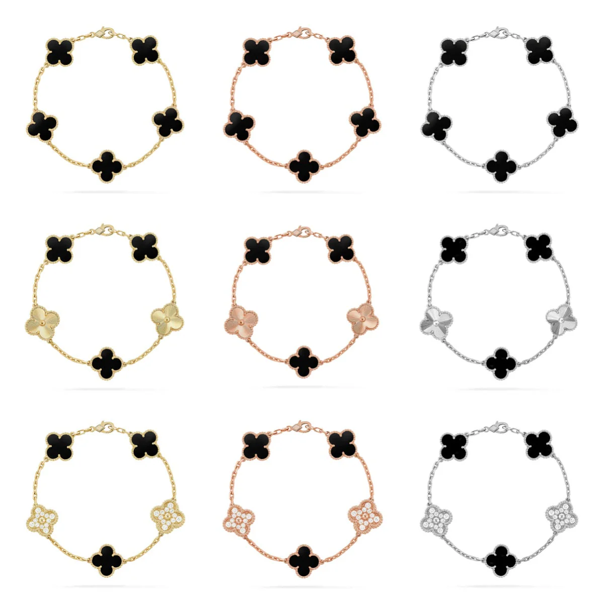 [⭐Glow] CLOVER 5 MOTIF ONYXS BRACELET COLLECTION