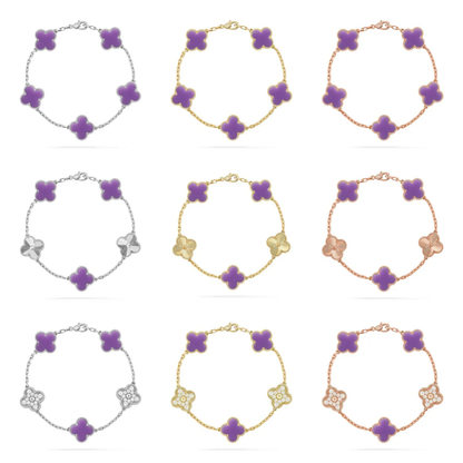 [⭐Glow]CLOVER 5 MOTIF LIGHT PURPLE BRACELET COLLECTION