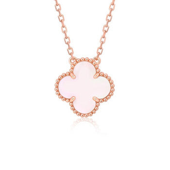 [⭐Glow]CLOVER 15MM PINK MOTHER-OF-PEARL SINGLE FLOWER NECKLACE