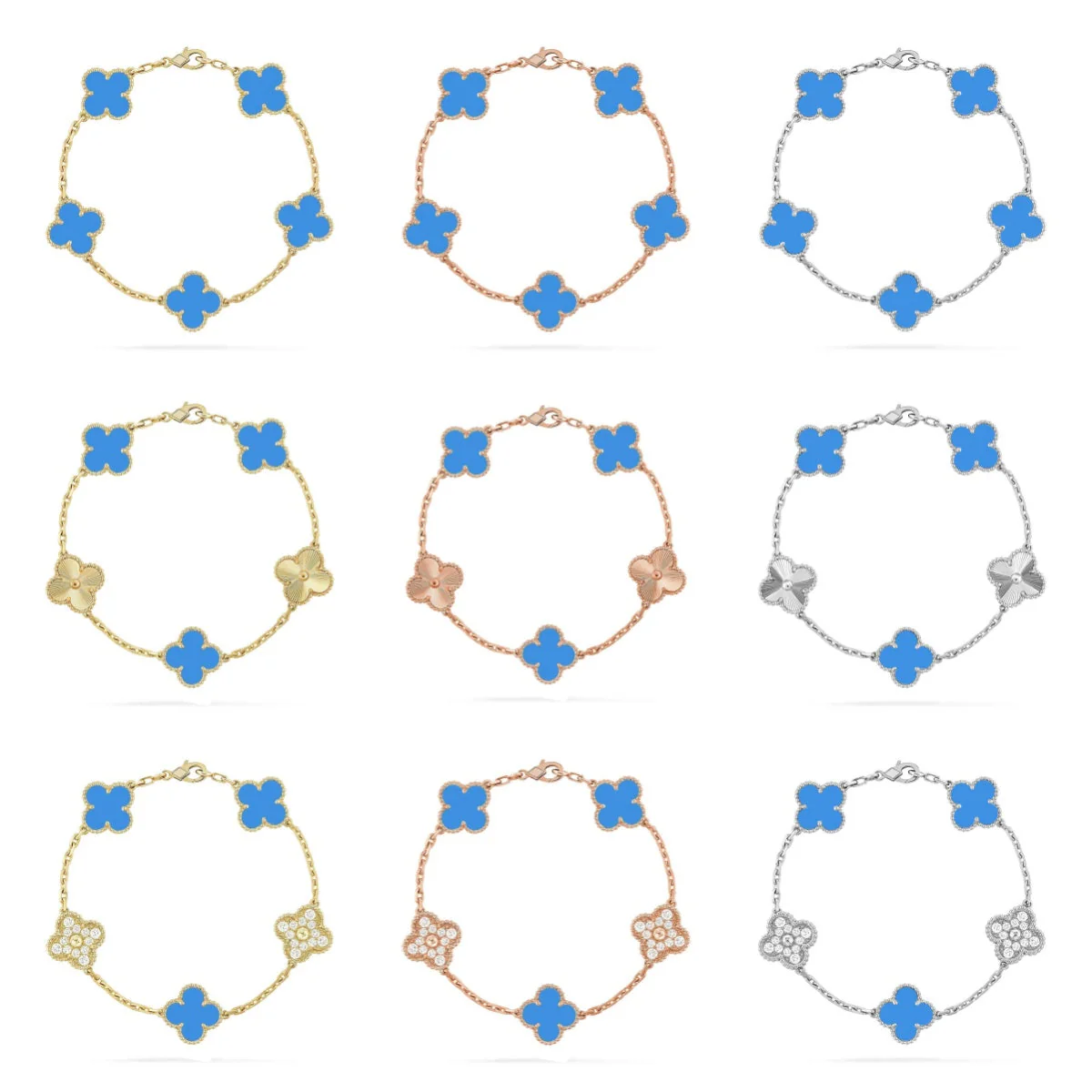 [⭐Glow] CLOVER 5 MOTIF BLUE AGATE BRACELET COLLECTION