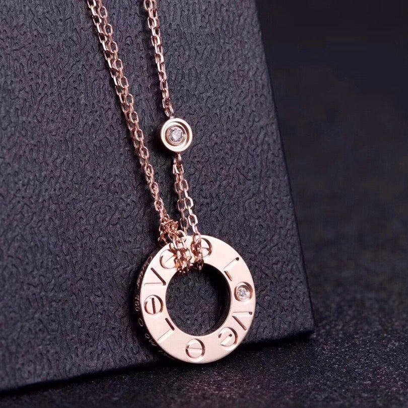 [⭐Glow]LOVE NECKLACE 16MM 2 DIAMONDS