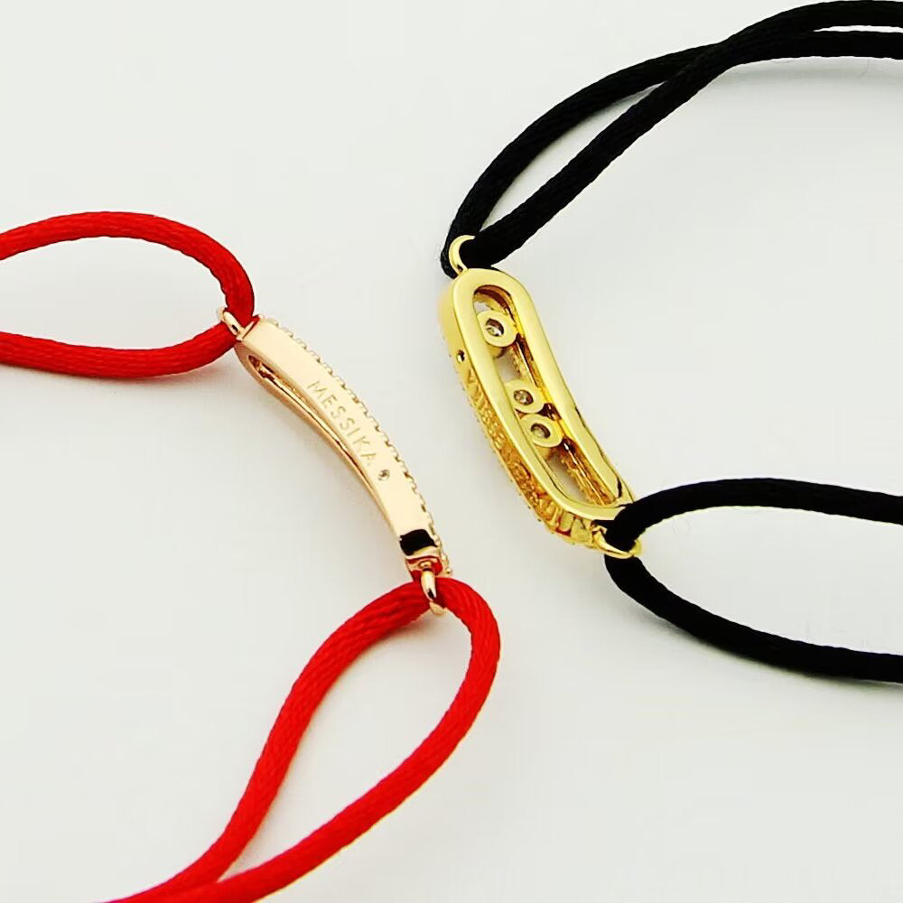 [⭐Glow]Messika Care(s) pink cord pavé bracelet