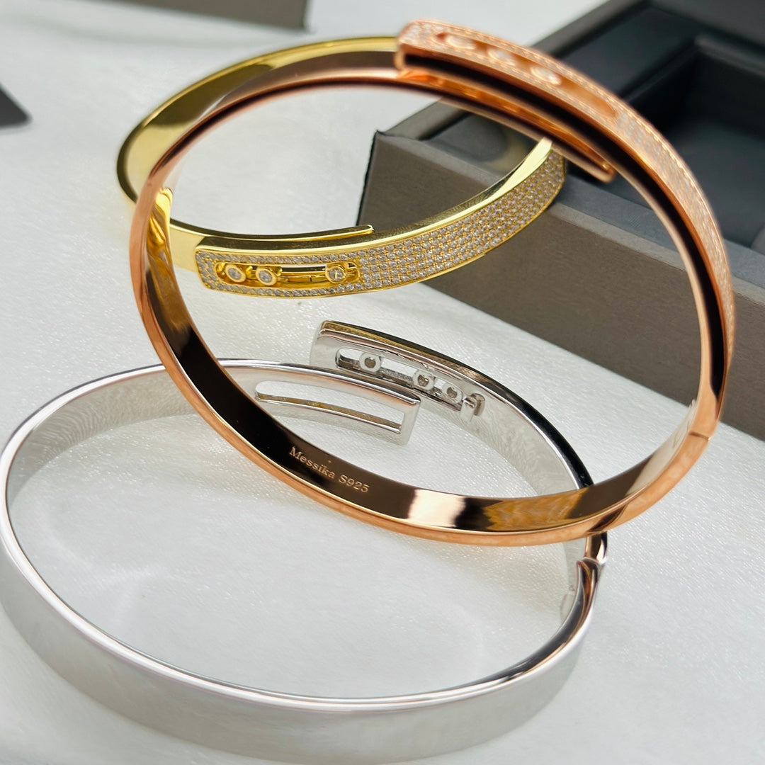 [⭐Glow]Move Noa Rose Gold Pavé Diamond Bangle Bracelet