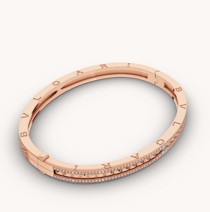 [⭐Glow]ZERO 1 SPIRAL AND PAVED DIAMOND PINK GOLD BRACELET