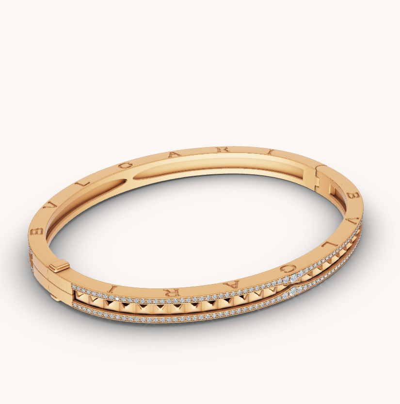 [⭐Glow]ZERO 1 SPIRAL AND PAVED DIAMOND GOLD BRACELET