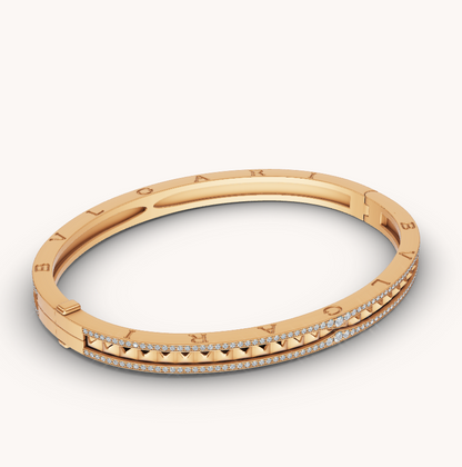 [⭐Glow]ZERO 1 SPIRAL AND PAVED DIAMOND GOLD BRACELET