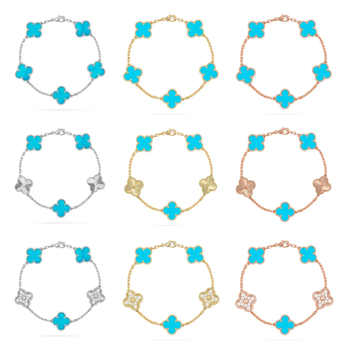[⭐Glow] CLOVER 5 MOTIF TURQUOISE BRACELET COLLECTION