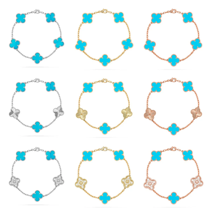 [⭐Glow] CLOVER 5 MOTIF TURQUOISE BRACELET COLLECTION