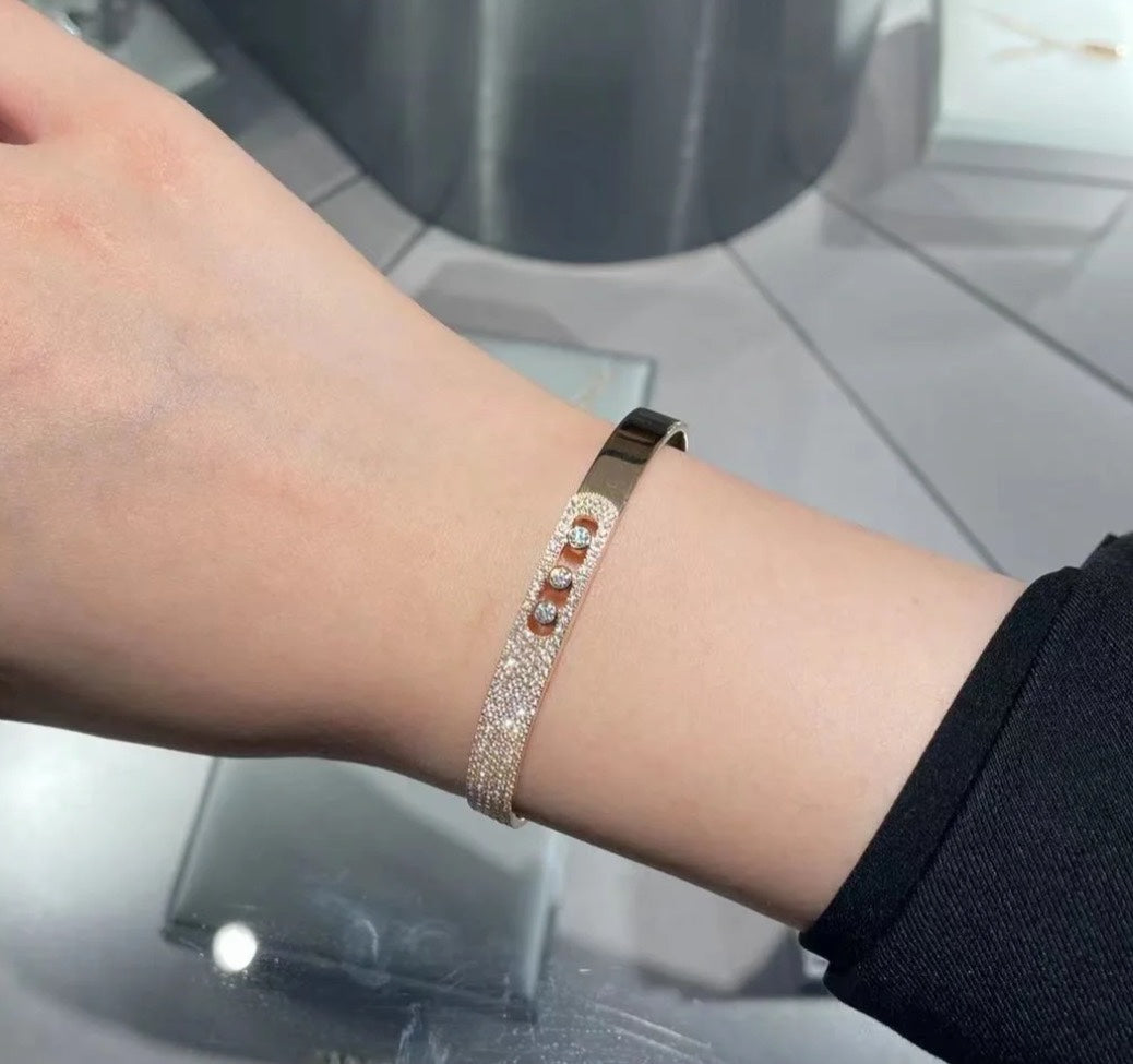 [⭐Glow]Move Noa Rose Gold Pavé Diamond Bangle Bracelet