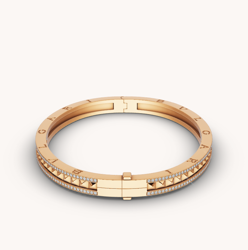 [⭐Glow]ZERO 1 SPIRAL AND PAVED DIAMOND GOLD BRACELET