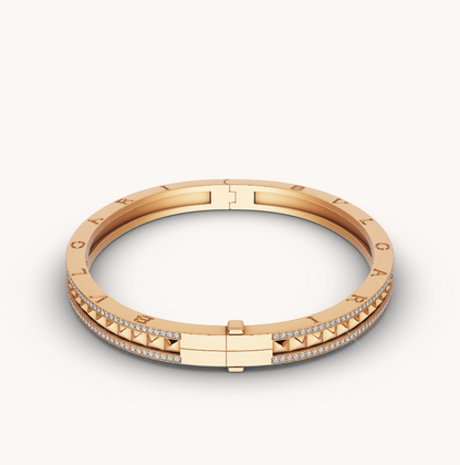 [⭐Glow]ZERO 1 SPIRAL AND PAVED DIAMOND GOLD BRACELET