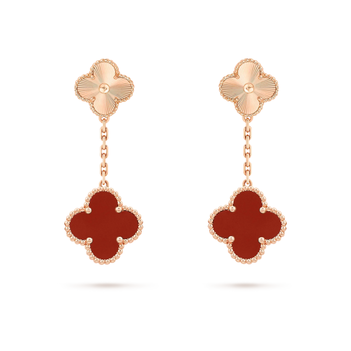 [⭐Glow]CLOVER 2 MOTIF  LASER CARNELIAN EARRINGS