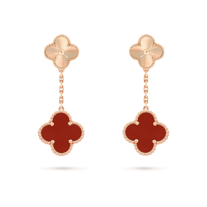 [⭐Glow]CLOVER 2 MOTIF  LASER CARNELIAN EARRINGS