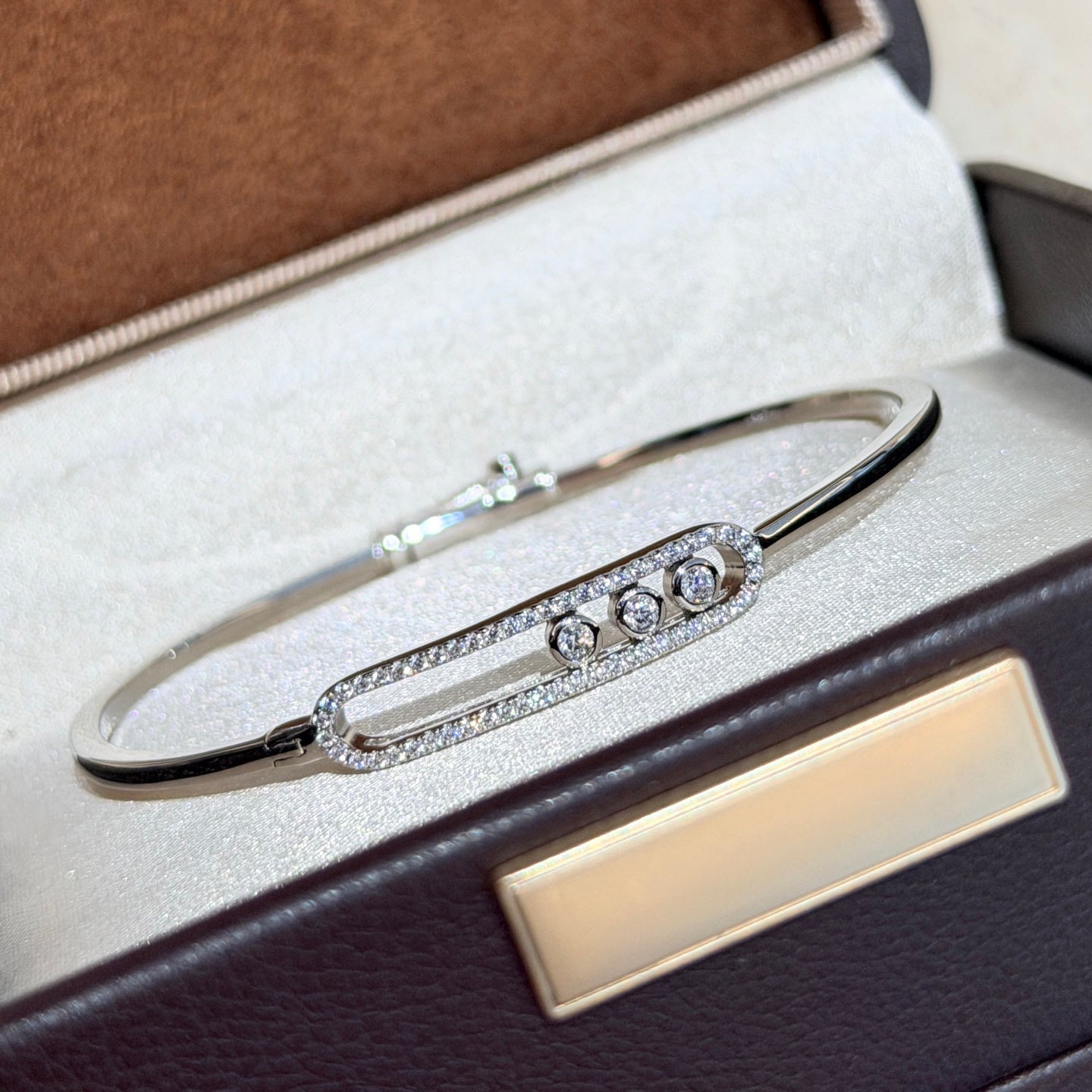 [⭐Glow]Move Pavé Diamond Bangle Bracelet M