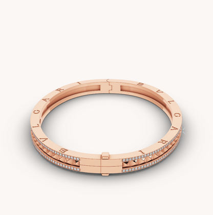 [⭐Glow]ZERO 1 SPIRAL AND PAVED DIAMOND PINK GOLD BRACELET