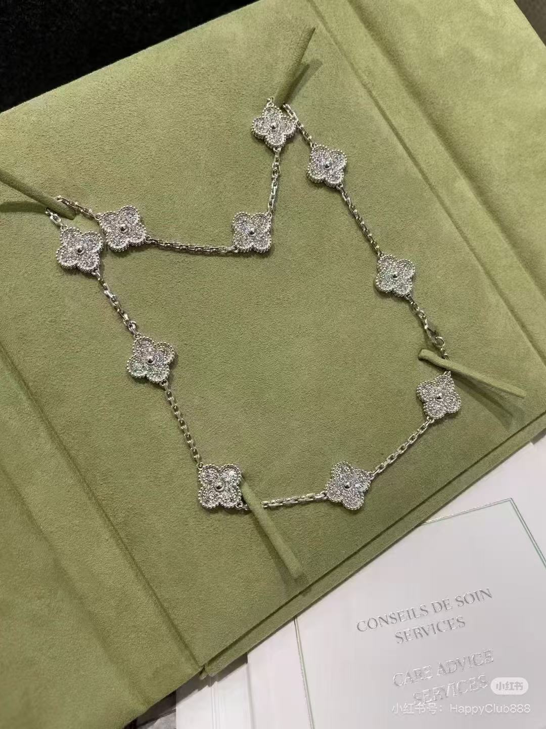 [⭐Glow]CLOVER 10 MOTIFS  FULL DIAMOND NECKLACE