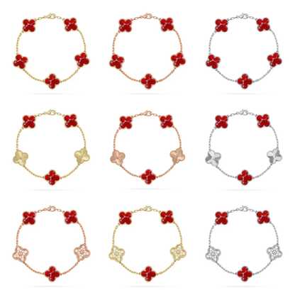 [⭐Glow]CLOVER 5 MOTIF RED PATTERN BRACELET COLLECTION