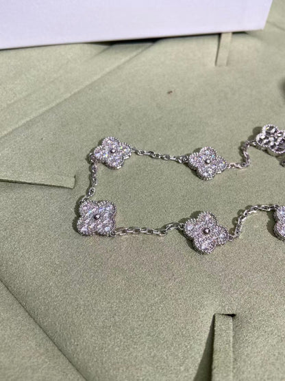 [⭐Glow]CLOVER 10 MOTIFS  FULL DIAMOND NECKLACE