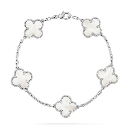 [⭐Glow]CLOVER WHITE PEARL MOP 5 MOTIF BRACELET COLLECTION