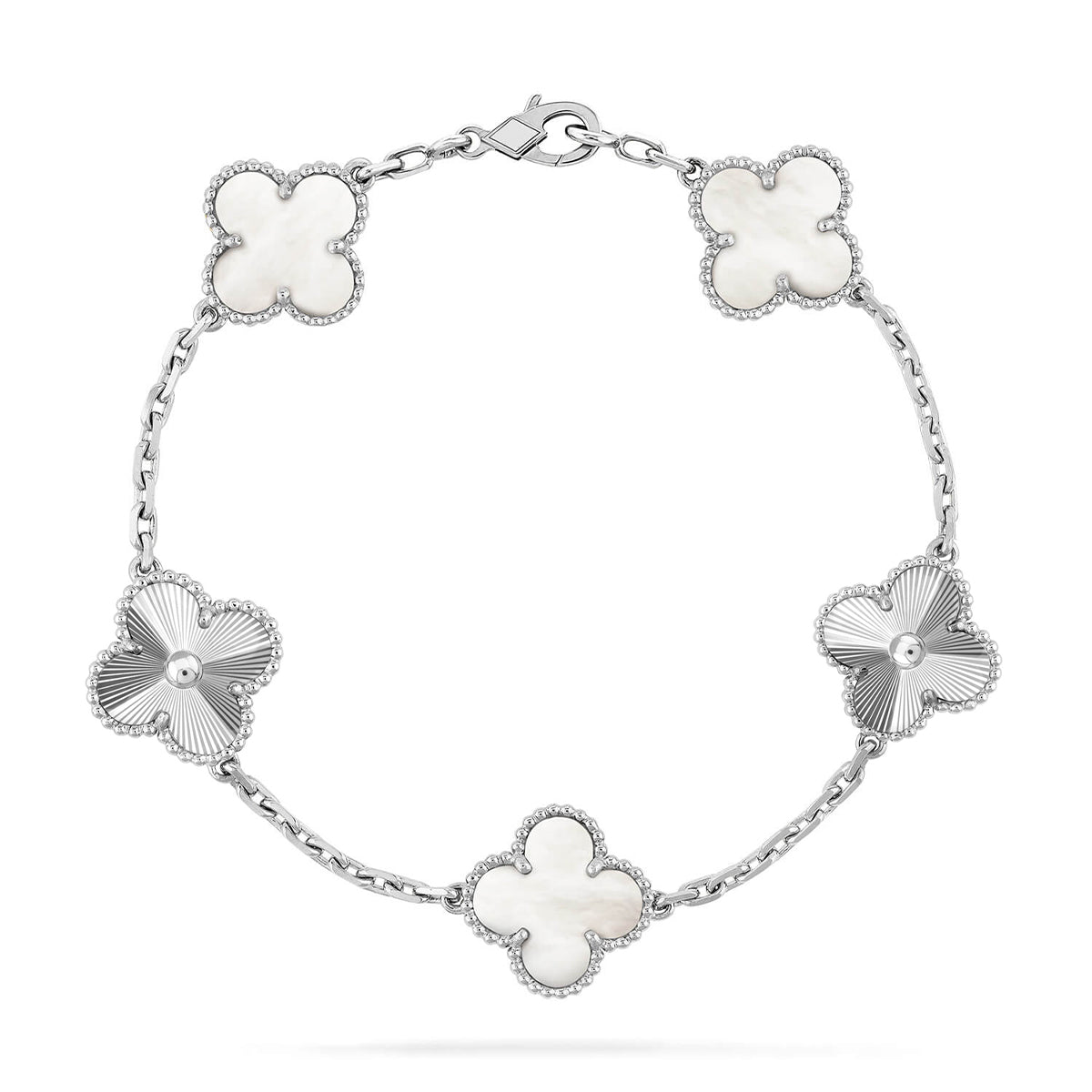 [⭐Glow]CLOVER WHITE PEARL MOP 5 MOTIF BRACELET COLLECTION