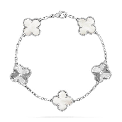 [⭐Glow]CLOVER WHITE PEARL MOP 5 MOTIF BRACELET COLLECTION