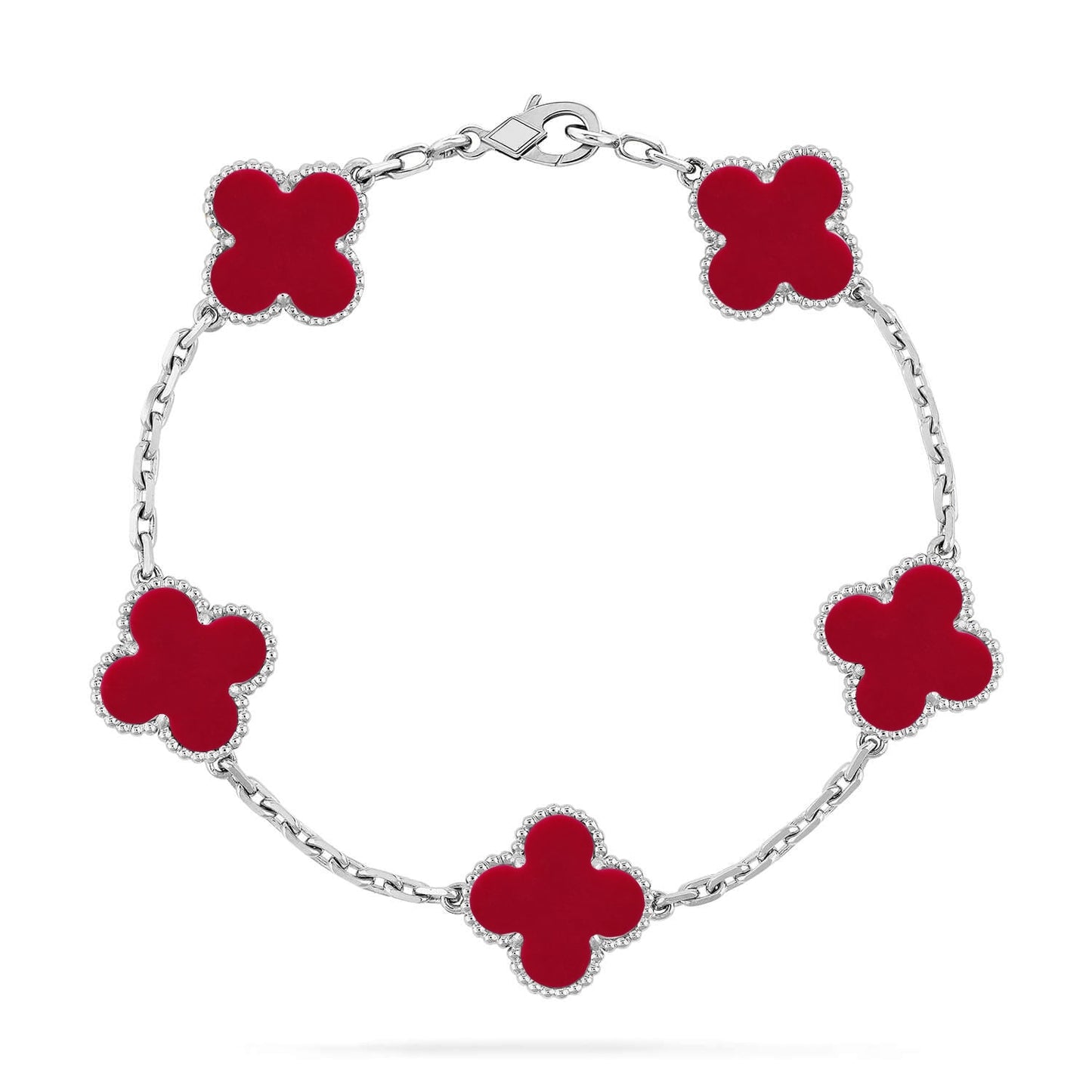 [⭐Glow] CLOVER 5 MOTIF RED CORNELIAN BRACELET COLLECTION