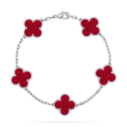 [⭐Glow] CLOVER 5 MOTIF RED CORNELIAN BRACELET COLLECTION