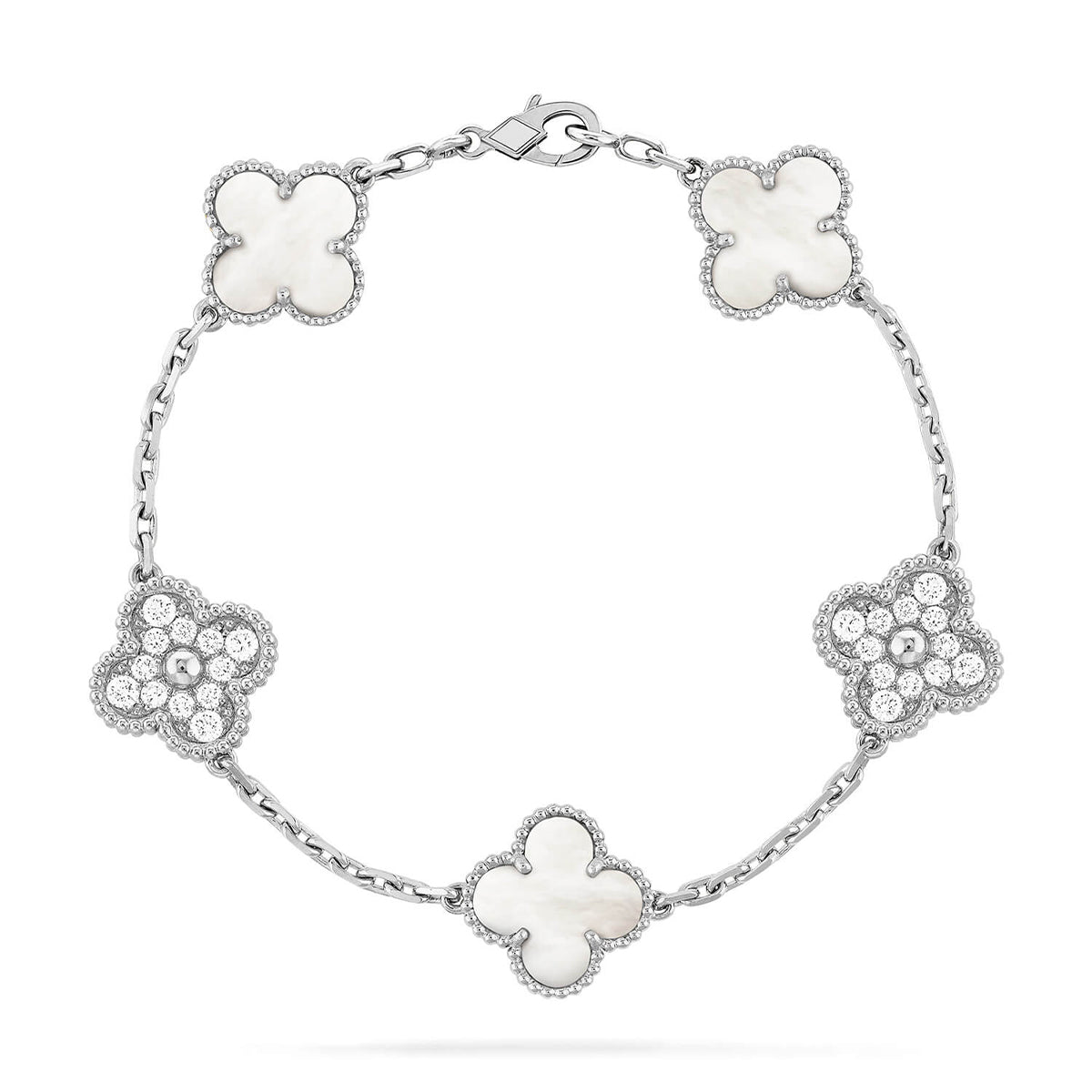 [⭐Glow]CLOVER WHITE PEARL MOP 5 MOTIF BRACELET COLLECTION