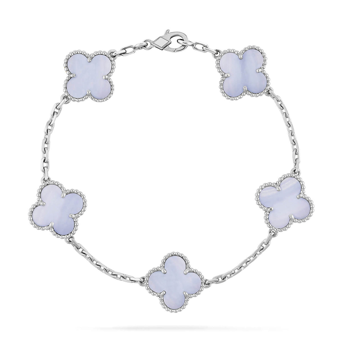[⭐Glow] CLOVER 5 MOTIF PURPLE CHALCEDONY BRACELET COLLECTION