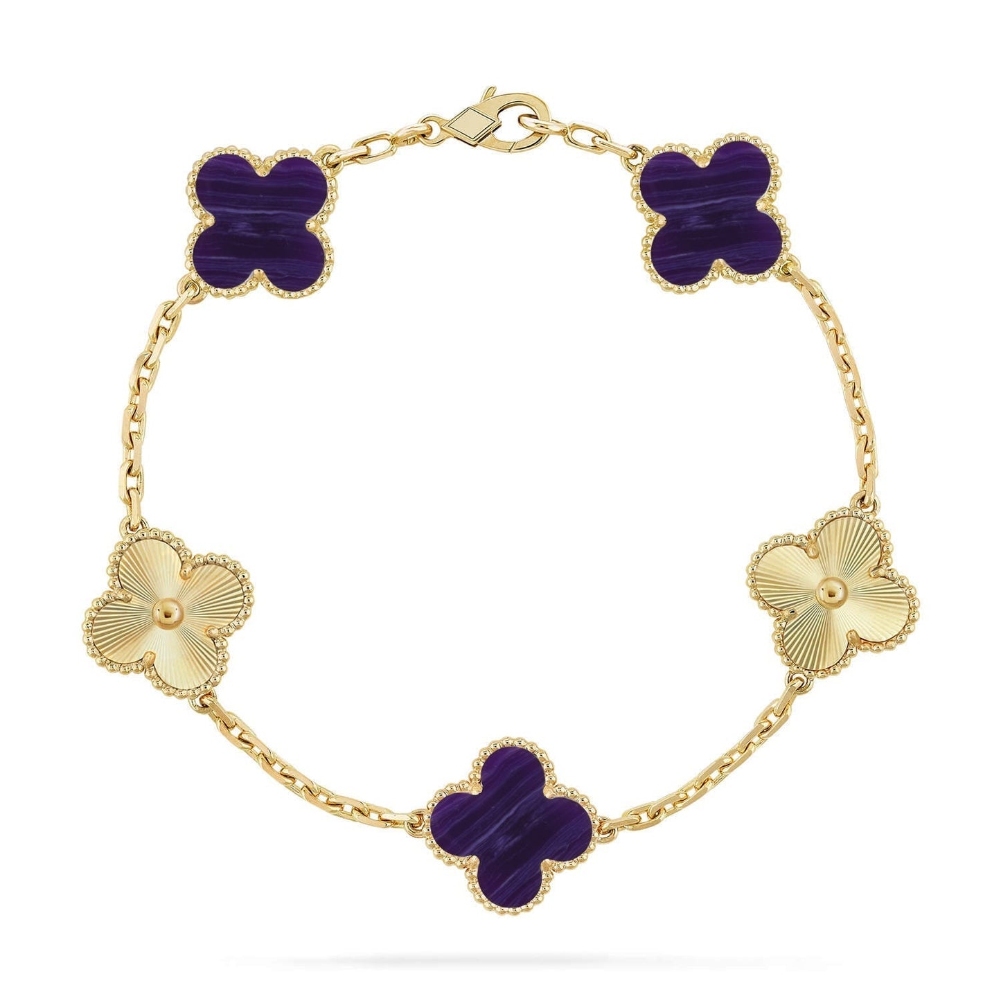 [⭐Glow]CLOVER 5 MOTIF PURPLE STRIPES BRACELET COLLECTION