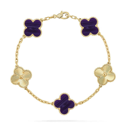 [⭐Glow]CLOVER 5 MOTIF PURPLE STRIPES BRACELET COLLECTION