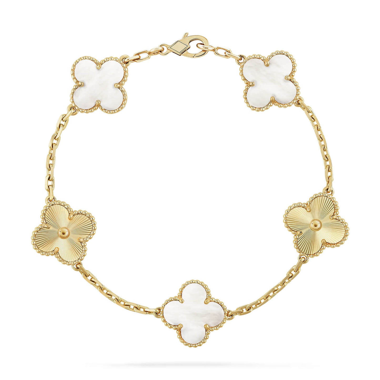 [⭐Glow]CLOVER WHITE PEARL MOP 5 MOTIF BRACELET COLLECTION