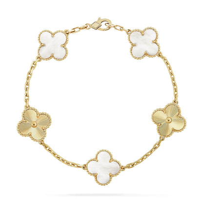 [⭐Glow]CLOVER WHITE PEARL MOP 5 MOTIF BRACELET COLLECTION