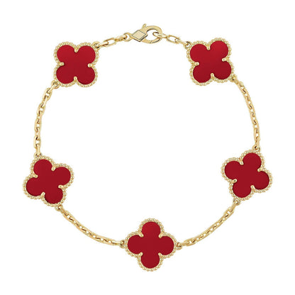 [⭐Glow] CLOVER 5 MOTIF RED CORNELIAN BRACELET COLLECTION