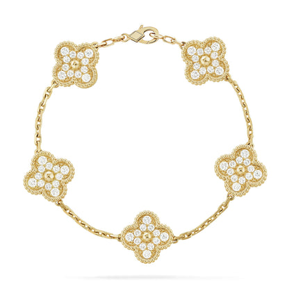 [⭐Glow] CLOVER 5 MOTIF FULL DIAMOND BRACELET COLLECTION