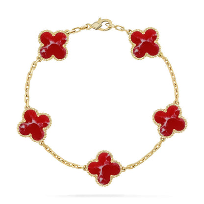 [⭐Glow]CLOVER 5 MOTIF RED PATTERN BRACELET COLLECTION