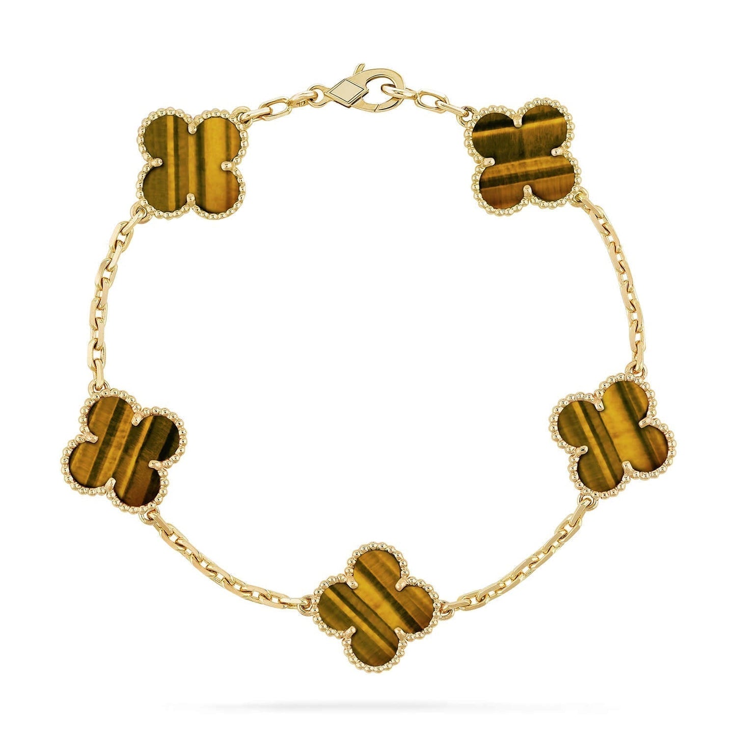 [⭐Glow] CLOVER 5 MOTIFS TIGER EYE BRACELET COLLECTION