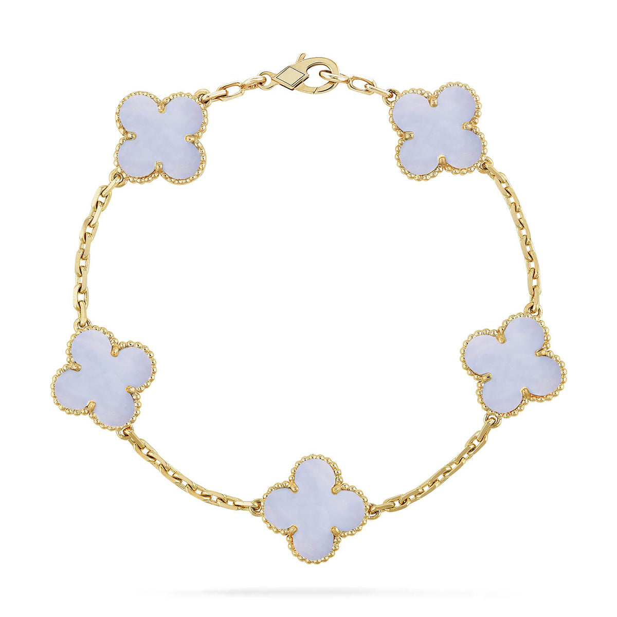 [⭐Glow] CLOVER 5 MOTIF PURPLE CHALCEDONY BRACELET COLLECTION
