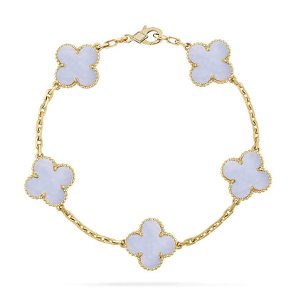 [⭐Glow] CLOVER 5 MOTIF PURPLE CHALCEDONY BRACELET COLLECTION