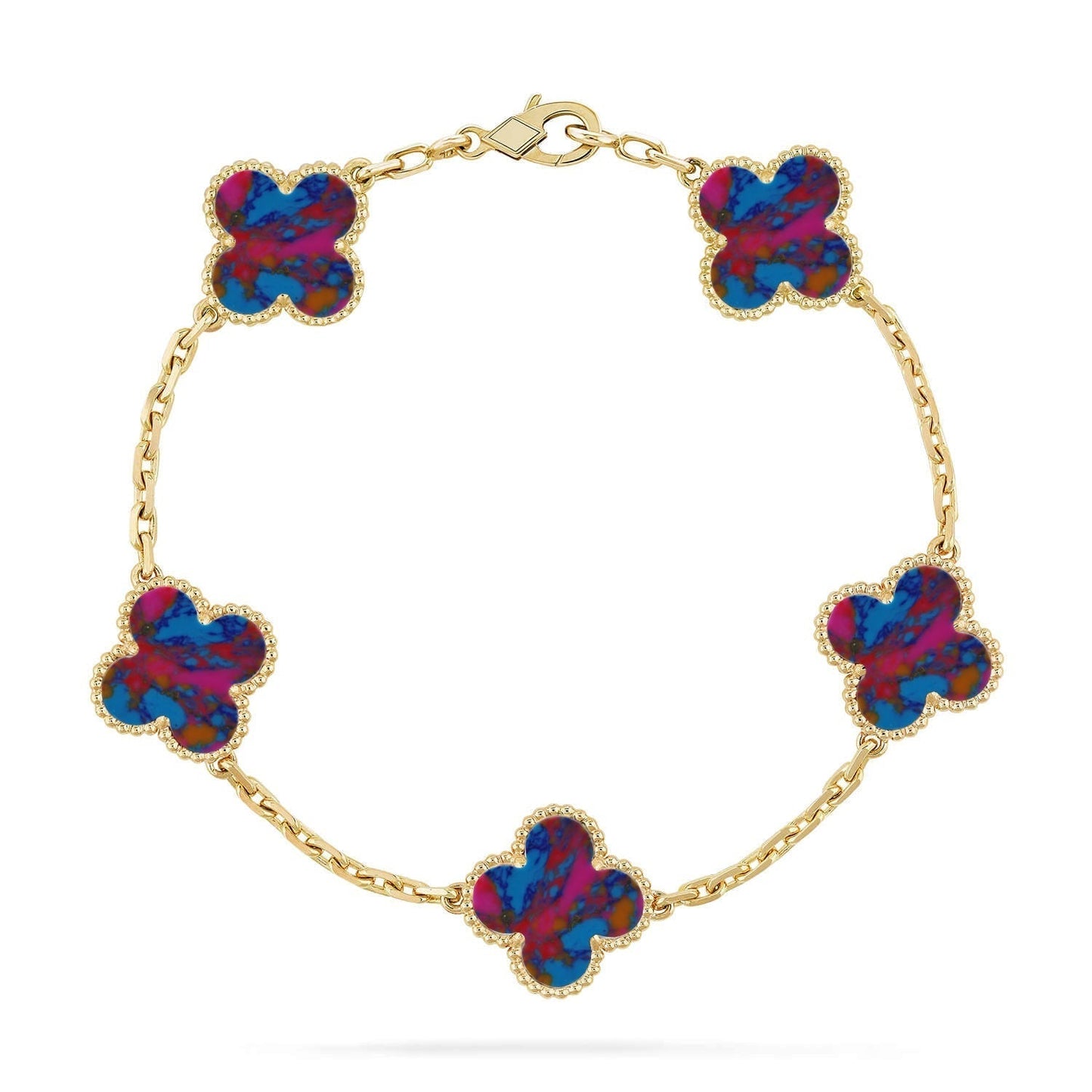 [⭐Glow]CLOVER 5 MOTIF COLOR GEMSTONES BRACELET COLLECTION