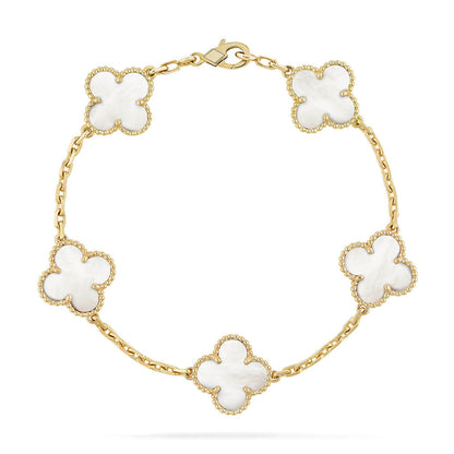 [⭐Glow]CLOVER WHITE PEARL MOP 5 MOTIF BRACELET COLLECTION
