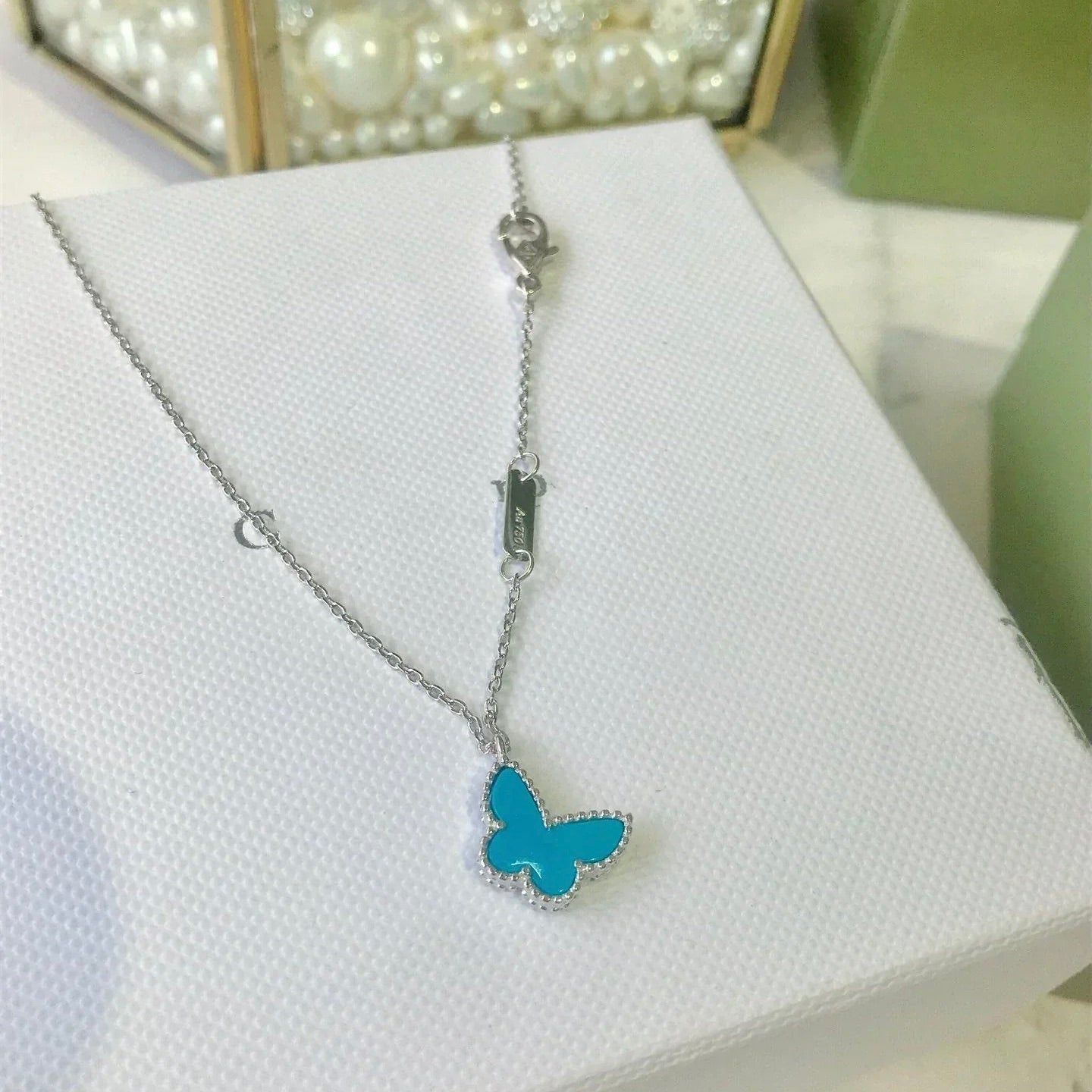 [⭐Glow]BUTTERFLY TURQUOISE BUTTERFLY BRACELET SILVER