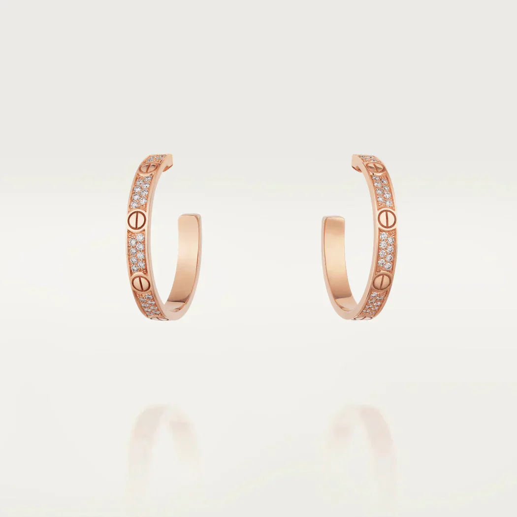 [⭐Glow]LOVE DIAMOND PINK GOLD HOOP EARRINGS